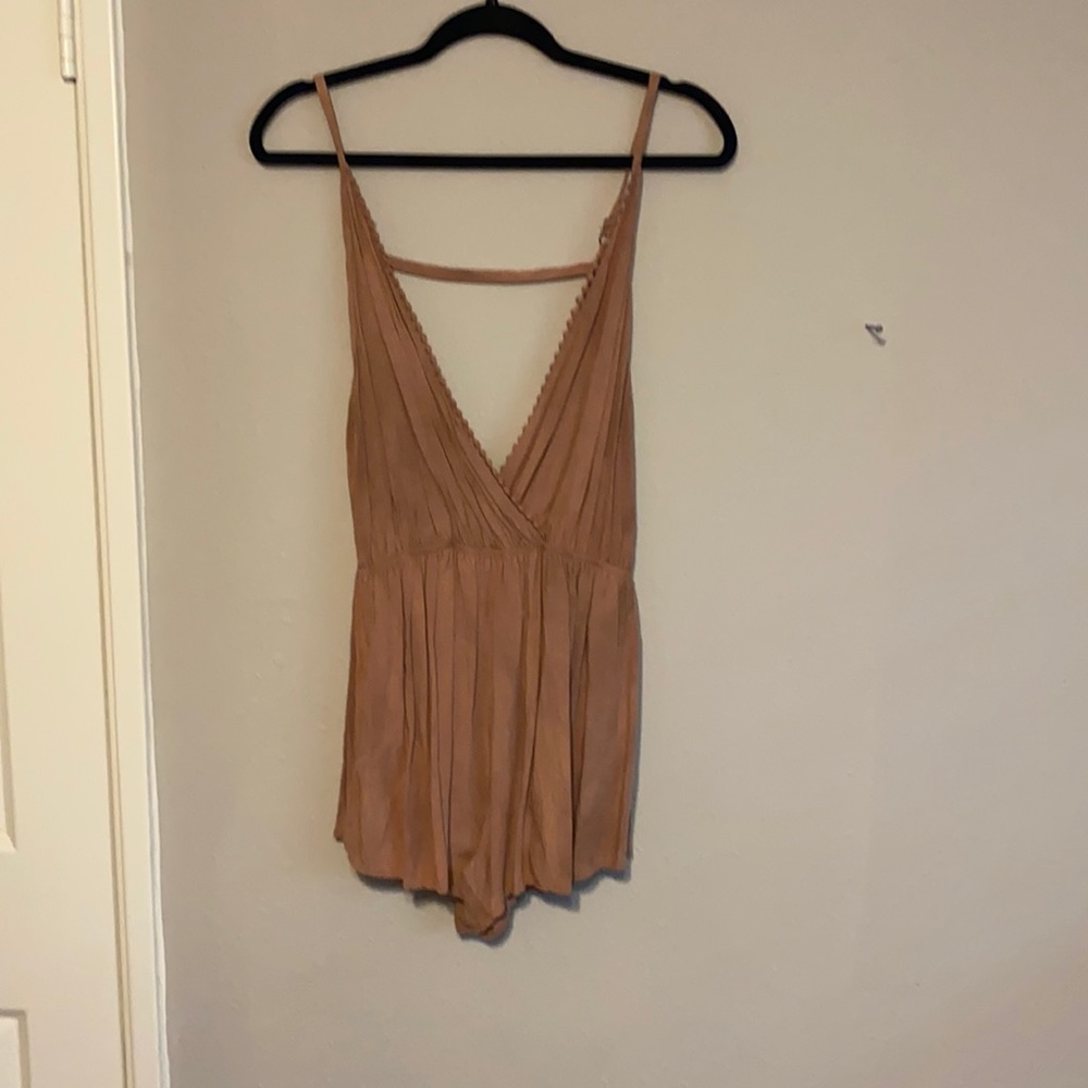 Mauve v front and back romper